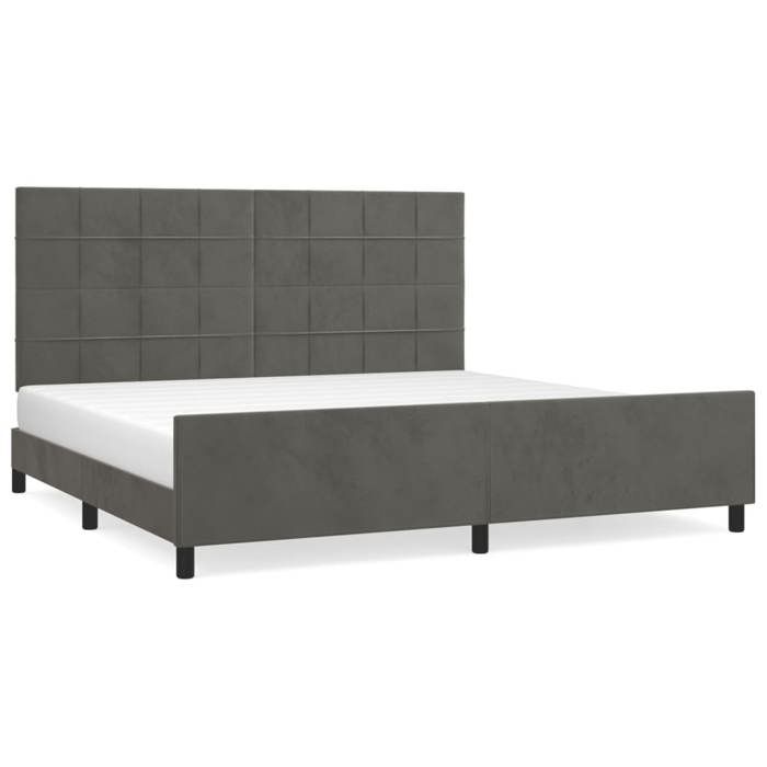 3125776 vidaXL Cadre de lit avec tête de lit Gris foncé 200x200 cm Velours