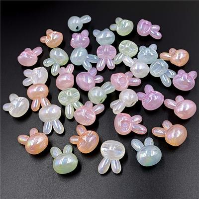 5pcs UV Plated Fine Flash Back Hole Rabbit Head Loose Beads Creative Beaded Material Bracelet Necklace Jewelry Accessories
