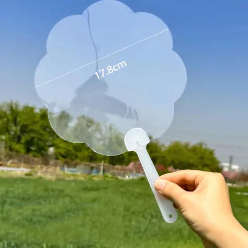 5Pcs Plastics Transparent Blank Fan Children Diy Stage Performance Hand Fan Decor For Diy Craft Make Hand Graffiti Fan