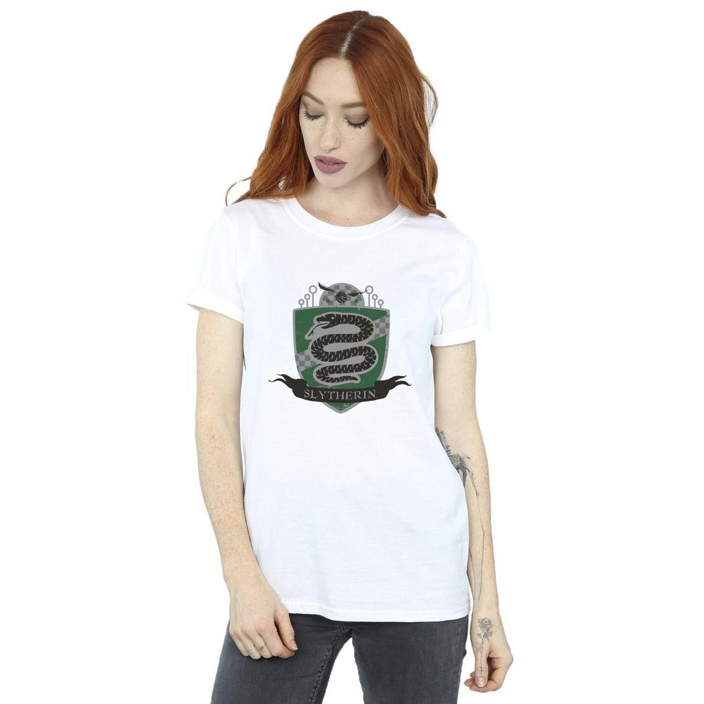 Harry Potter Womens/Ladies Slytherin Chest Badge Cotton Boyfriend T-Shirt