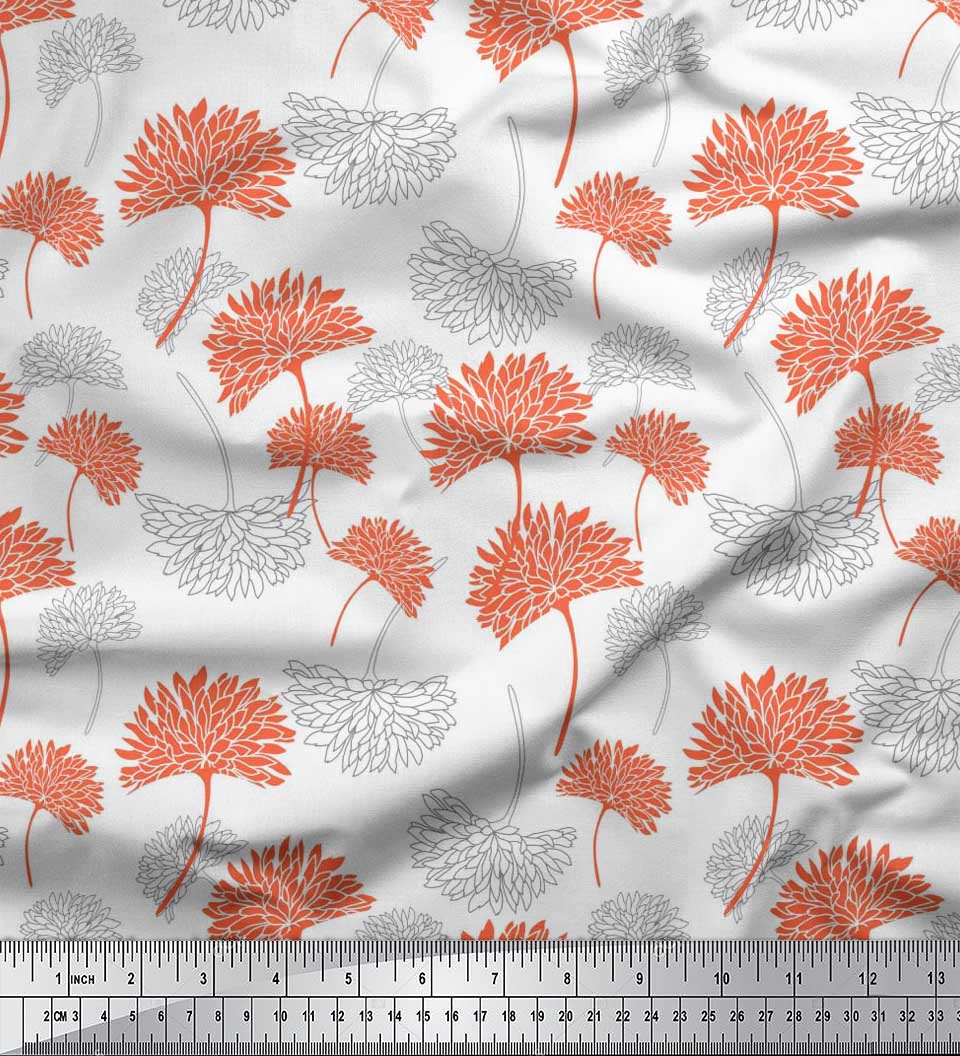 

Soimoi Японія Креп Сатин Тканина Квіти Художній Декор Тканина Надрукований метр 42 дюйма 42 Inch Wide - Poly Crepe білий