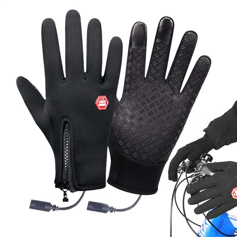 

USB Heated Cycling Gloves Winter Waterproof Touch Screen Ski Gloves Rechargeable Heating Motorcycle Bicycle Warm Gloves M