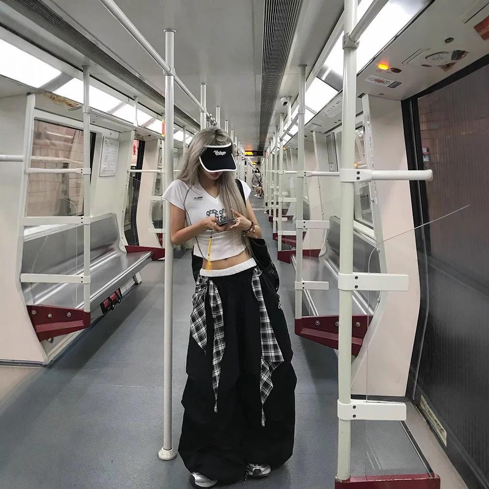 Women's Hip-Hop Wide-Leg Butt Flap Pants - Loose, Slimming, Drape Casual Mopping Style