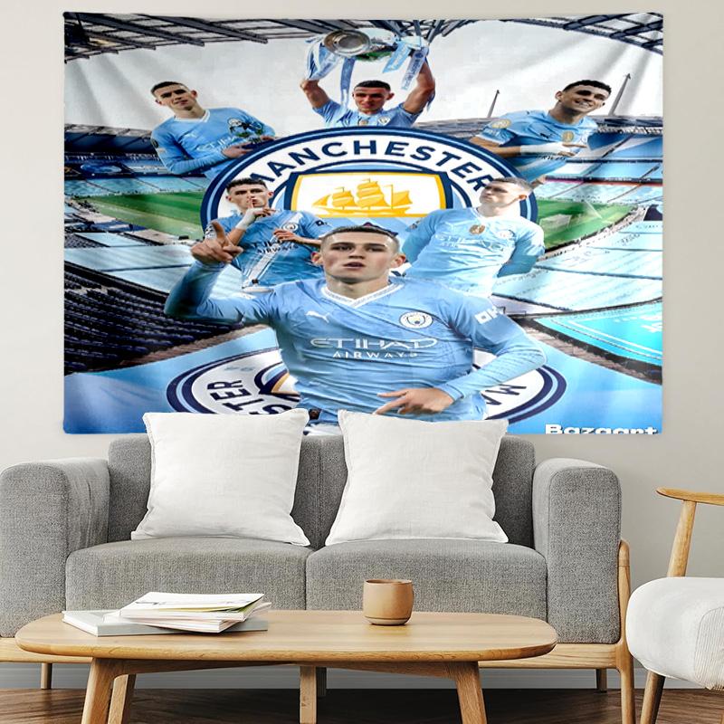 Football Team City FC Print Tapestry, Lightweight Wall Hanging, for Bedroom, Dorm, Living Room, Home Art Decor - Birthday Christmas Gift for Friends