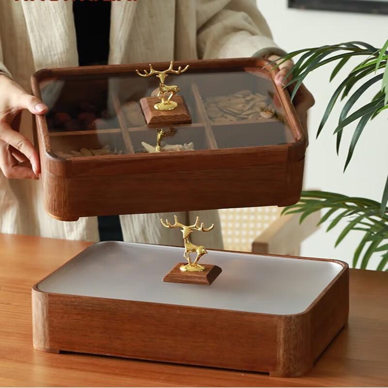 Wooden Divided Snack Storage Box with Lid