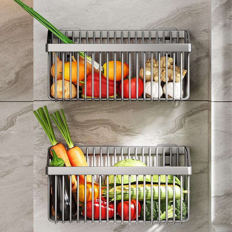 Kitchen Wall Mount Spice Storage Rack With Carbon Steel Material For Fresh Vegetables