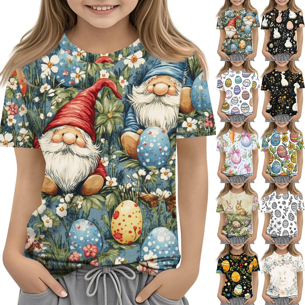 Dětská móda Ležérní tričko s krátkým rukávem s velikonočním potiskem a kulatým výstřihem