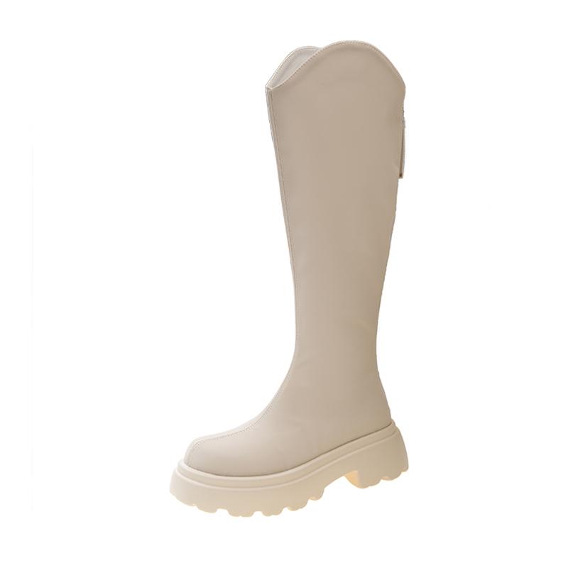 Fashion Aphixta Soft Leather Women Knee Boots Back Zipper Close Platform Modern Autumn Boot Shoes Woman Boats Botines 6CM High Heel Boot