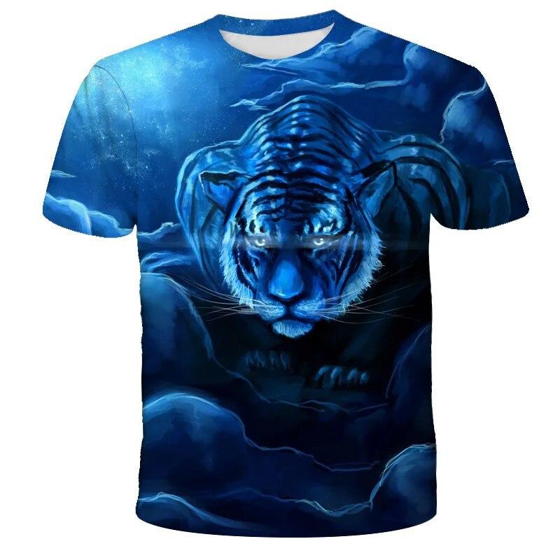 Lion Tiger Series 3D Printed Tops Casual Short Sleeve T-shirts Summer Plus Size Sportwear Men's T-shirt