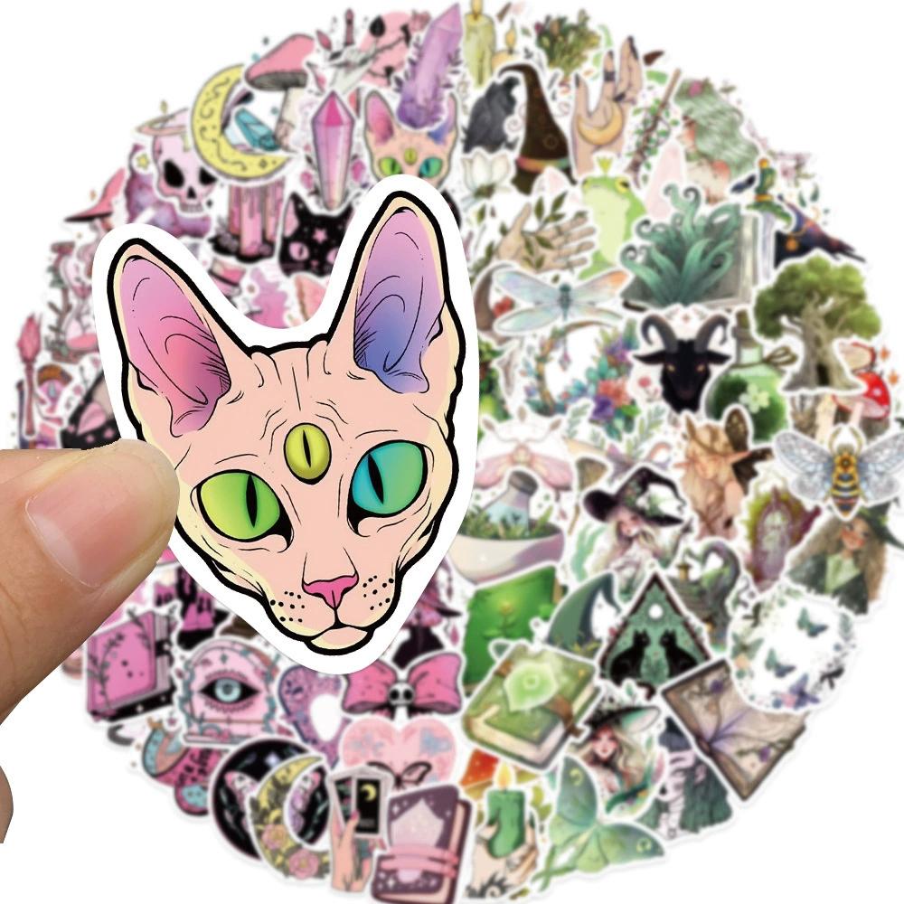 10/30/50/100pcs Kawaii Pink Green Magic Witch Graffiti Stickers Gothic Cartoon Decals Laptop Suitcase Phone Aesthetic Sticker