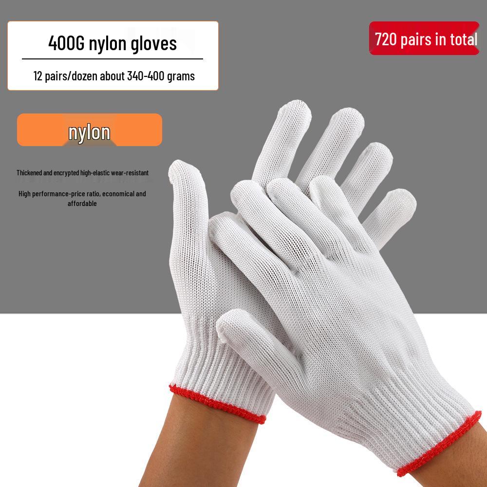 Dirt-Resistant Black & White Flower Thickened Work Gloves, Wear-Resistant Pure White Labor Protection Gloves