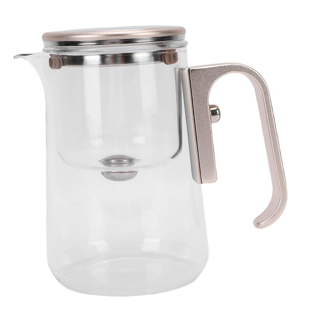 Glas Teekanne 800ml Magnetische Wasserabtrennung Teekanne mit Sieb für Zuhause Restaurant Champagnergold