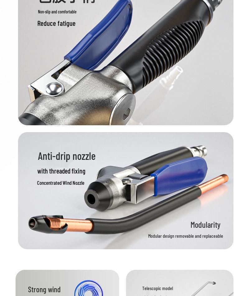 Non-slip Rubber Handle Alloy High-Pressure Air Blow Gun for Dust Removal