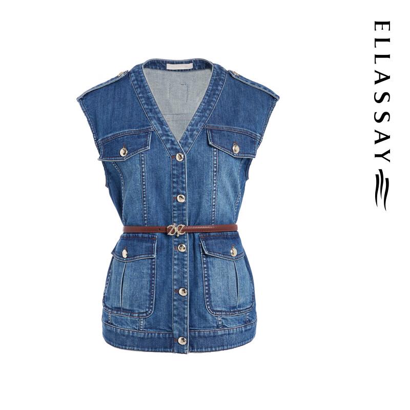 ELLASSAY Women's Vintage Denim Vest