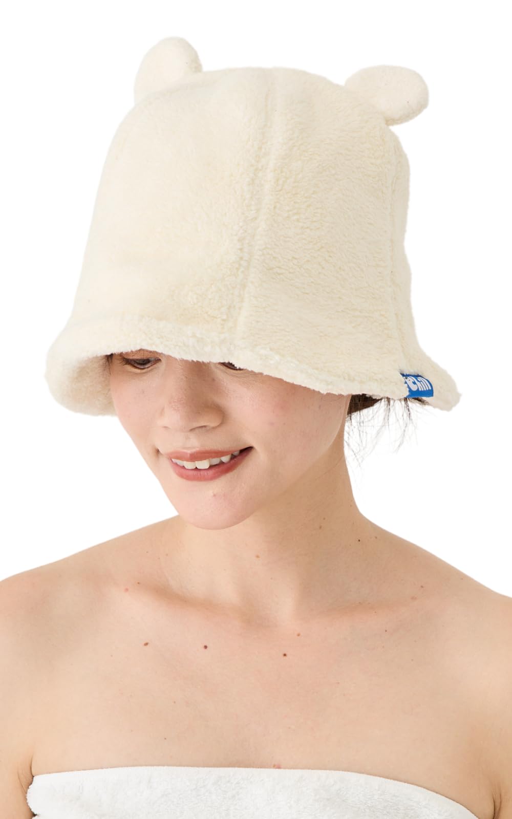 

Valeria Sauna Hat fluffy towel material protects hair from deep machine with hook [valeria] [Thick, heat] Women s hat, absorbent, fit, washable, белый