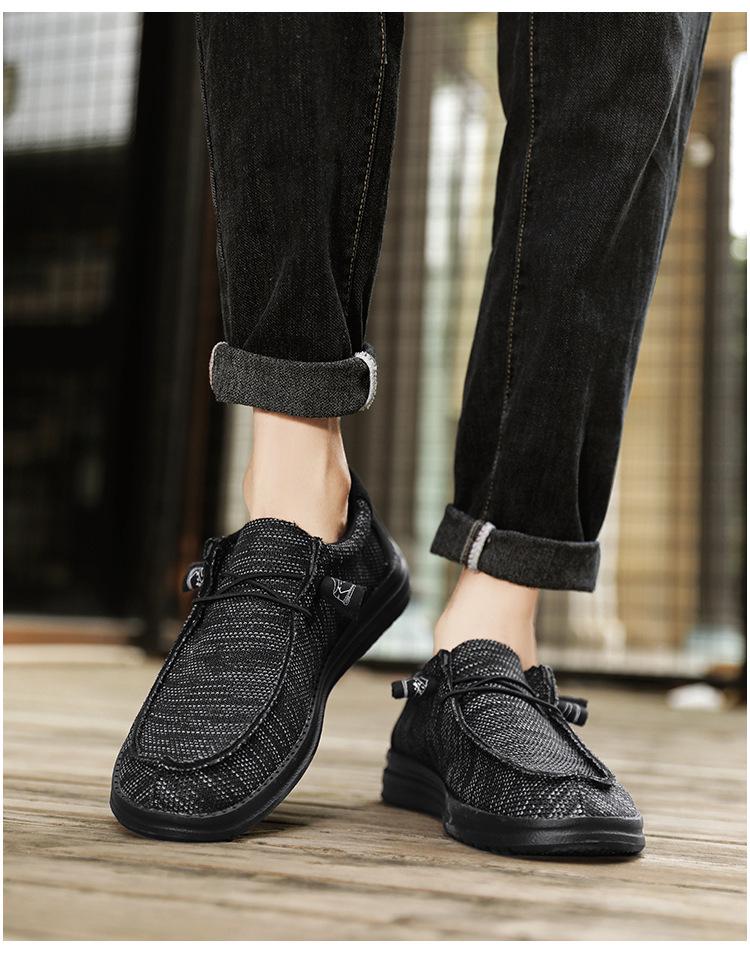 Mocassini da Uomo in Tela Extra Large - Slip-on Casual per Tendenze Transfrontaliere.