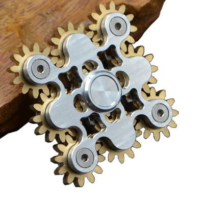 Ottone puro Fidget Spinner Ingranaggi Collegamento Fidget Gyro Giocattolo Metallo Fai da te Mano Spinner Gira a lungo con più cuscinetti Premium (9 marce)