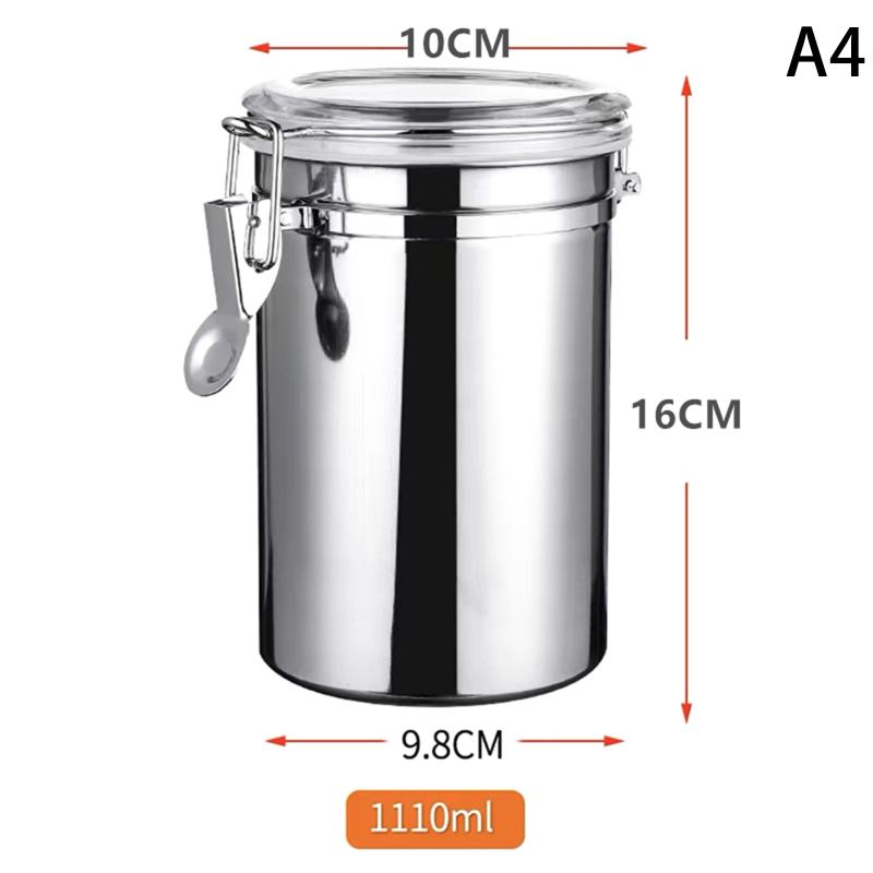 Stainless Steel Airtight Canister,Clamp Lid Food Storage Jars for Kitchen,Coffee/Tea/Sugar/Snack Containers with Seal Lids