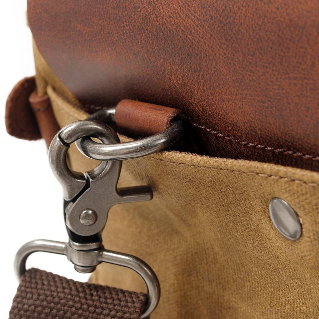 Vintage Oil Waxed Canvas with Crazy Horse Leather Briefcase European-American Men'S Bag Vintage Single Shoulder Crossbody Tote