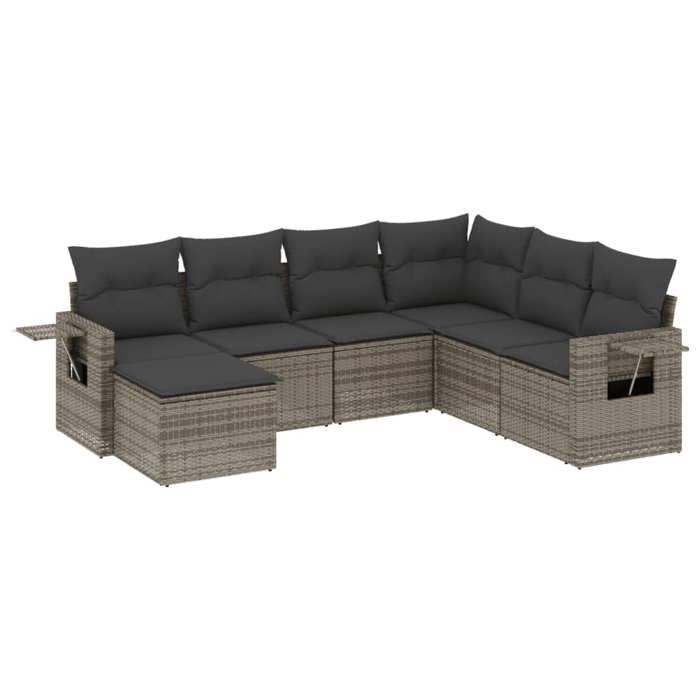 VidaXL Salon de Jardin avec Coussins 7 pcs, Canapés de Terrasse, Ensemble de Meubles de Patio, Mobilier d'Extérieur, Gris 3220499