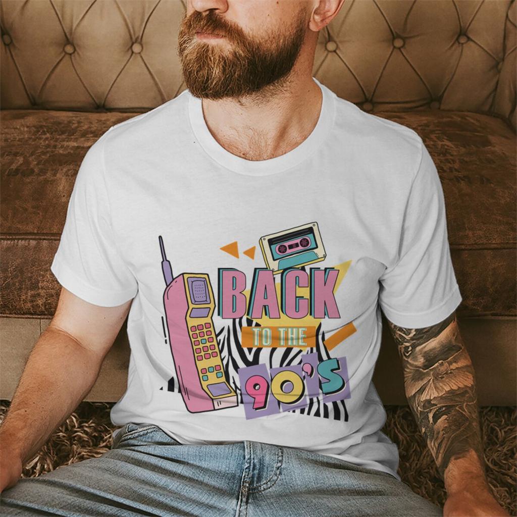 Vintage Style Back To The 90s Tshirts for Men Women Crewneck Tops for Birthday Party Gift Fashion Short Sleeve Ropa Hombre