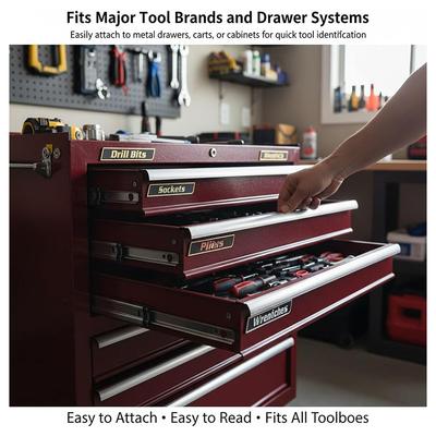 Heavy Duty Tool Storage Box Magnetic Stickers 12-piece Set, Meets All Labeling Needs. Mechanic Tool Management