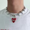 Y2K Herz Nieten Halskette Gothic Punk Stil Herz Anhänger Halskette für Männer Frauen Übertriebener Schmuck Zubehör Geschenke