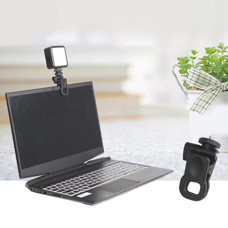 W89C Monitors Camera Mount Clamp Clip Screen Top Fill Light Holder & Webcam Stand with Universal 1/4 Screw Simple Installation