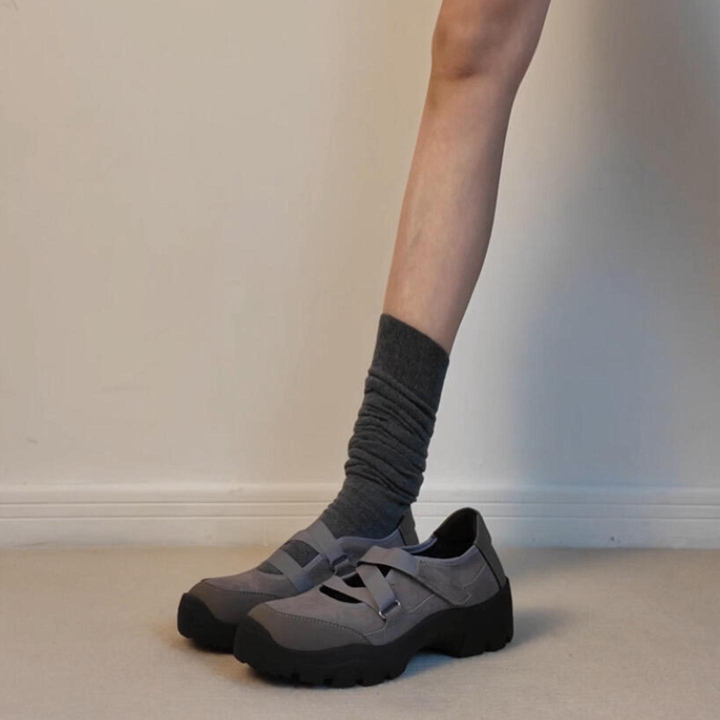 

Blue Cabinet Edition~ Retro Velcro Round Head Mary Jane Shoes Children s Shallow Thick Heel Single Shoes Platform Casual Sneakers 40 серый