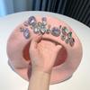 2026 Berets Women Hat Brimless Stretchy Comfortable Rhinestone Y2K Cap Autumn Female Flat Color Cotton