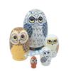 Egg Owl Russian Nesting Dolls - Five-Layer Wooden Toy & Ornament for Kids' Birthday or Christmas Gift.