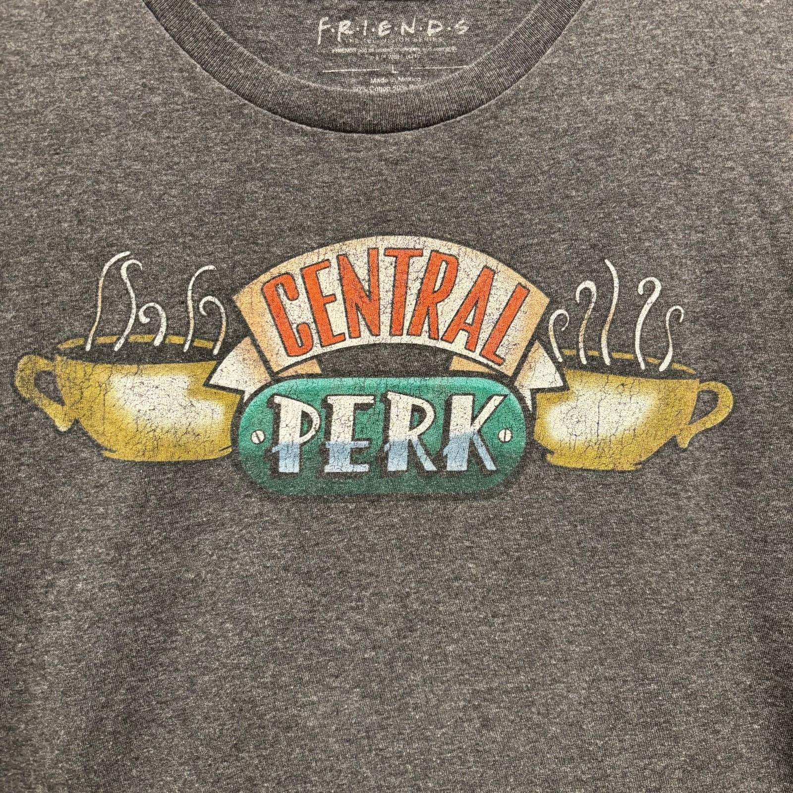 Friends Central Perk Graphic Tee Size L Gray Vintage Style TV Show Comfy Cozy XL
