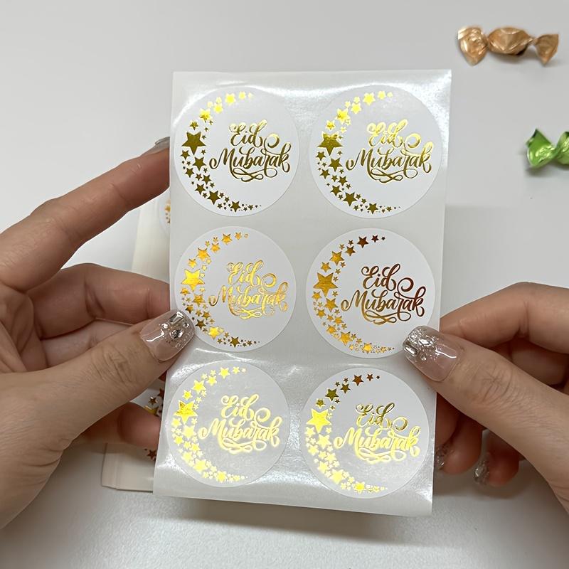 Eid Mubarak Stickers, Ramadan Mubarak Lable Sticker, Golden Foil Stickers