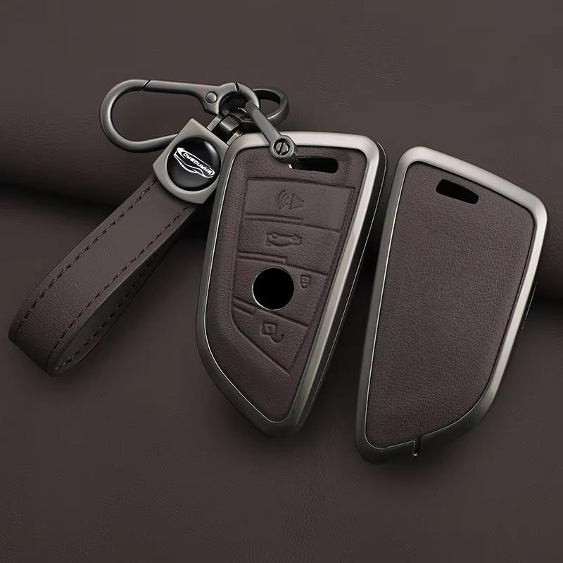 Car Zinc Alloy Leather Key Case Cover For BMW X1 X3 X5 X6 X7 F20 F15 F16 F48 G20 G30 G01 G02 G05 G11 G32 1 3 7 Series Accessorie