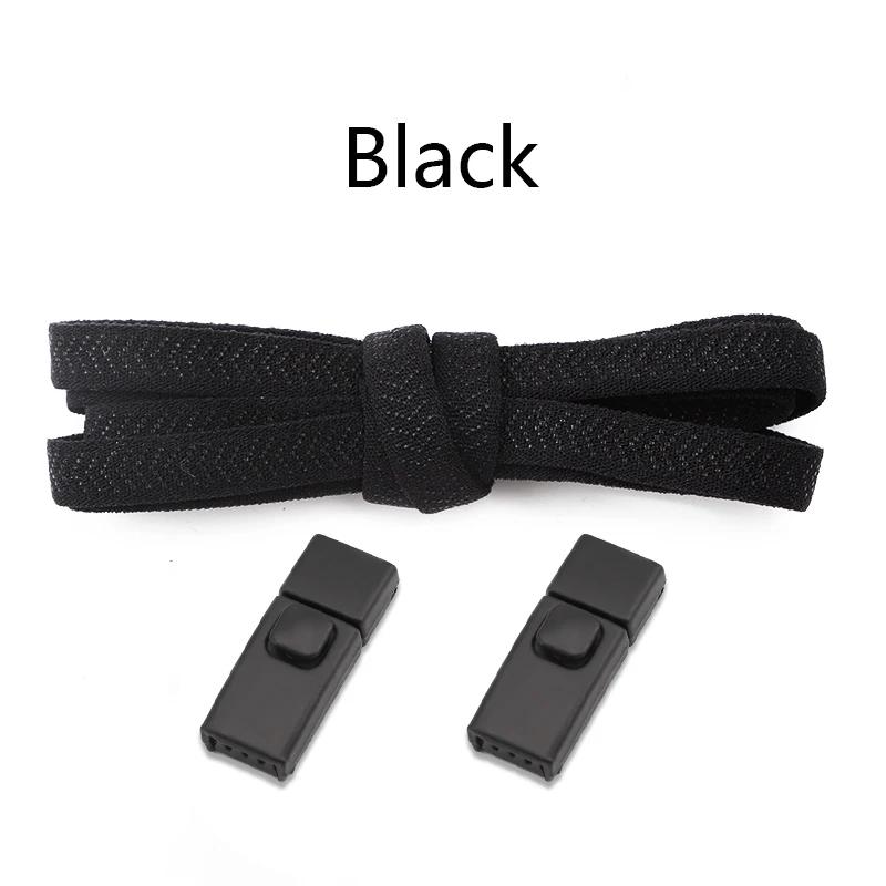 1Pair 8MM Flat Tennis No Tie Shoelace Press Lock Shoelaces Without Ties Elastic Laces Sneakers Adult Kids for Shoes Accessories