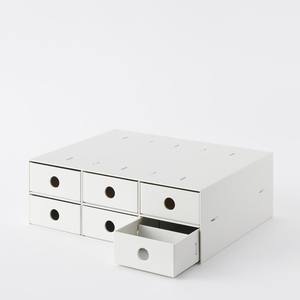 MUJI Recycled Polypropylene Small Item Storage 6 White W11 x x 83904432 Box, Tiers, Gray, Approx. D24.5 H32cm,