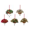 2D Flower Basket Hanging Ornament Hanging Mini Flower Basket Small Bell Pine Cone Pendant  Home
