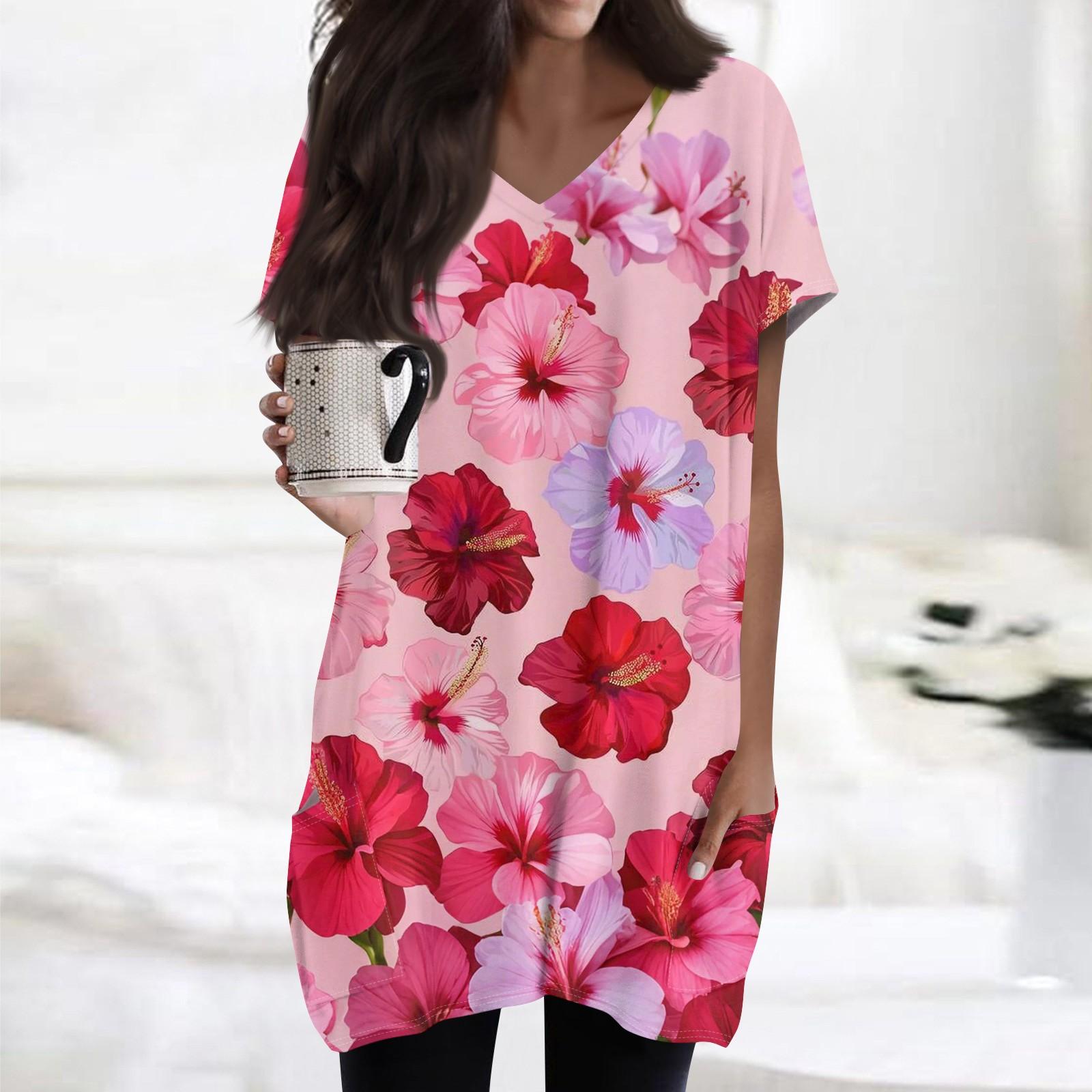 

Женский ретро-топ с цветочным принтом и листьями, V-образным вырезом, карманом средней длины и коротким рукавом S