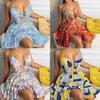 Spring New Arrival Women's Sexy Halter Print Ruffle Hem Dress for European American Cross-border Fashion