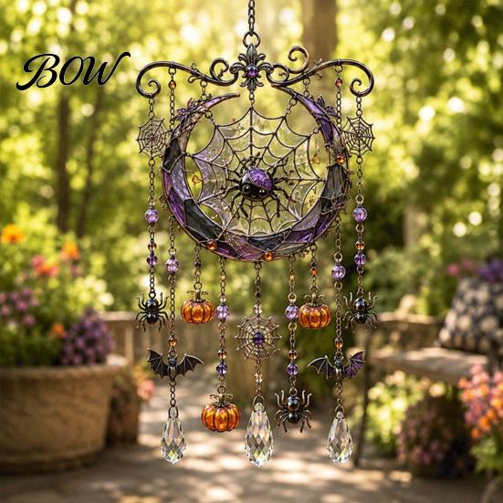Autumn Garden Decorations for Yard Halloween Acrylic Wind Chime Pendant, Crystal Suncatcher Hanging Ornaments, Decorative Festive Party Supplies