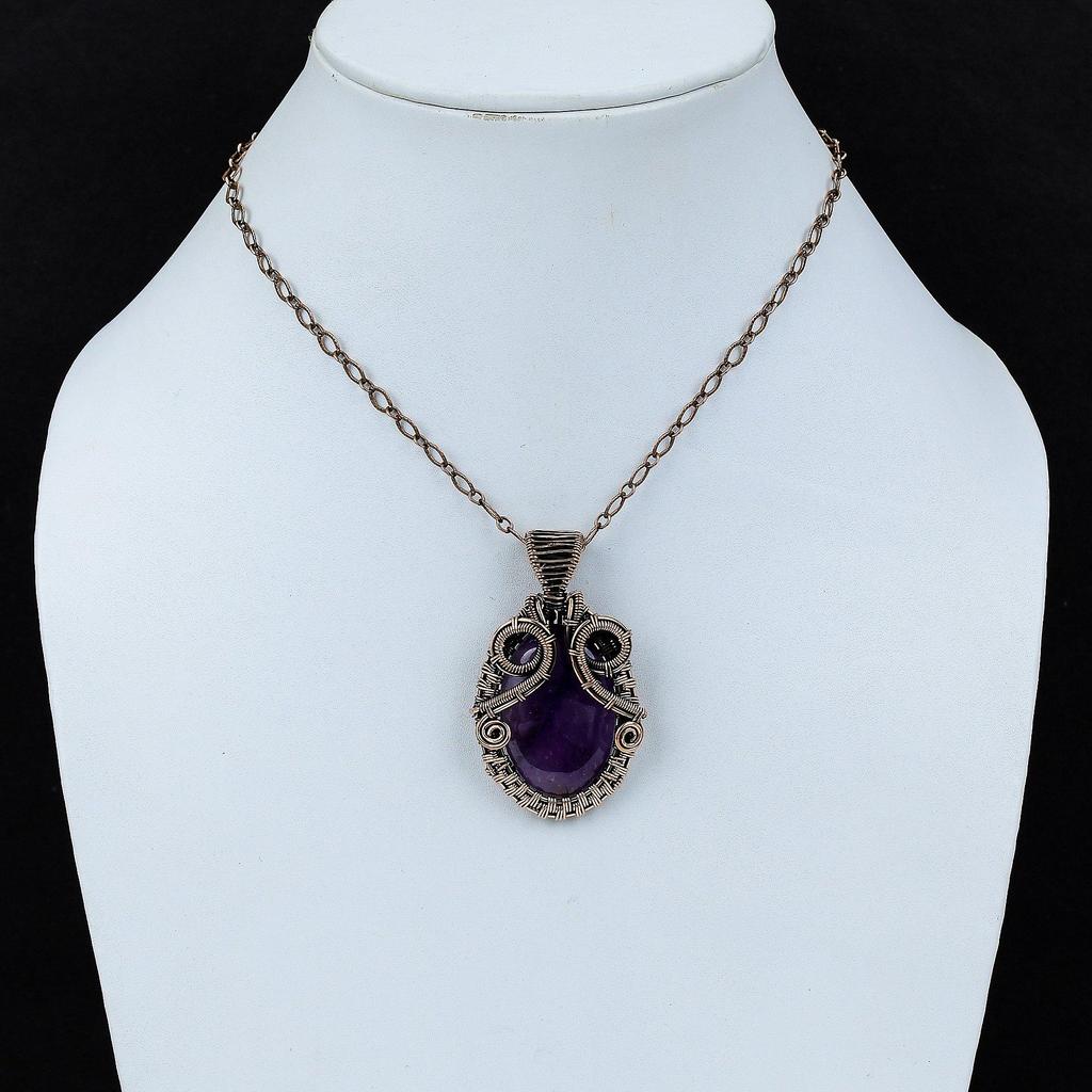 Star Amethyst Pendant Copper Wire Wrapped Pendant Real Gemstone Pendant Star Amethyst Jewelry For Gift Copper Wire Jewelry Handmade Pendant