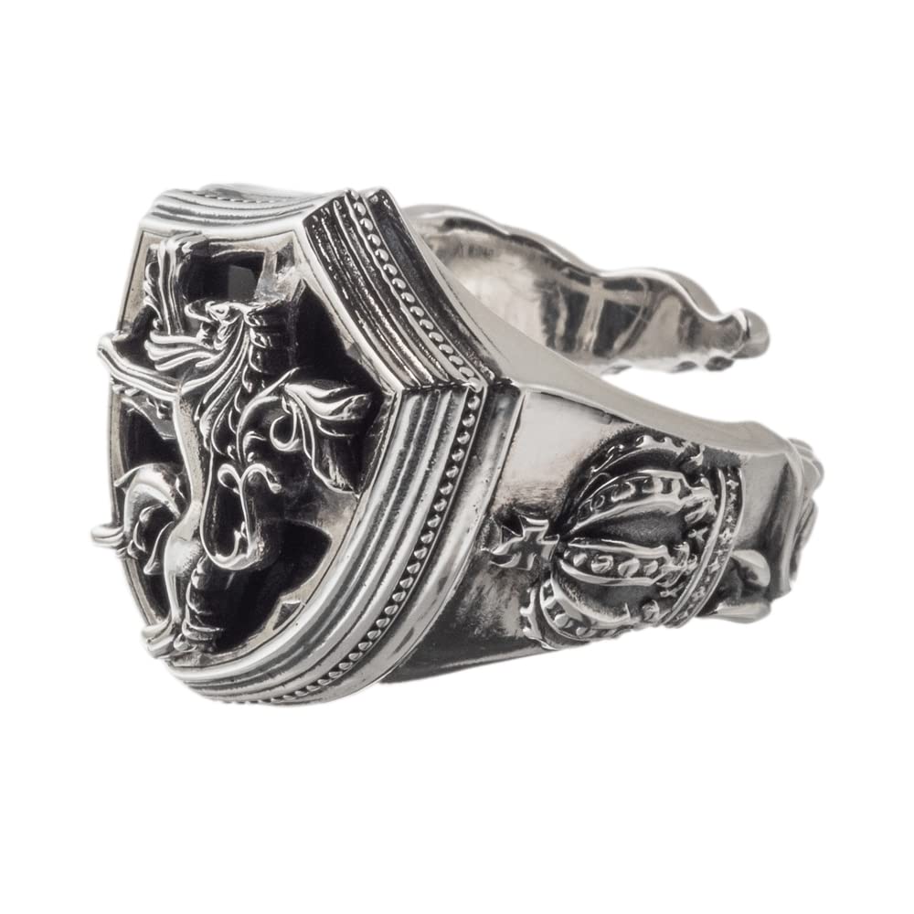 Artemis Kings Lion Shield One Size Fits Silver Brand Silver 925 Ring, All, AKR0065, Men's Accessory, Jewelry, Ring,