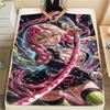1PC Demon Slayer Print Flannel Blanket, High Quality All Seasons, Home Decor, Warmth and Comfort, Perfect for Christmas Gifts