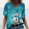 Plus Size 6XL Merry Christmas Women's Short sleeved V-neck T-shirt Christmas Tree Santa Claus Letter Print Simple Trendy Trend Women Clothing