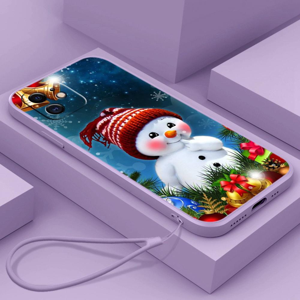 

Samsung Galaxy A24 A54 для iPhone 11 12 13 14 15 Pro Max Xiaomi Redmi 13C Huawei Straight Edge Soft Phone Case A7 Merry Christmas Bear Deer art cute for iPhone 11 фіолетовий
