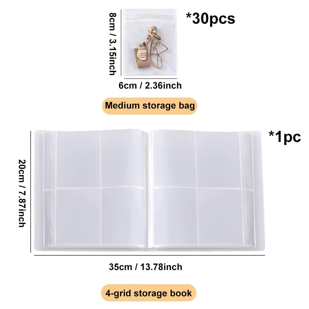 Jewelry storage album, transparent PVC storage book, earring, necklace, bracelet, ring storage bag, anti-oxidation jewelry bag