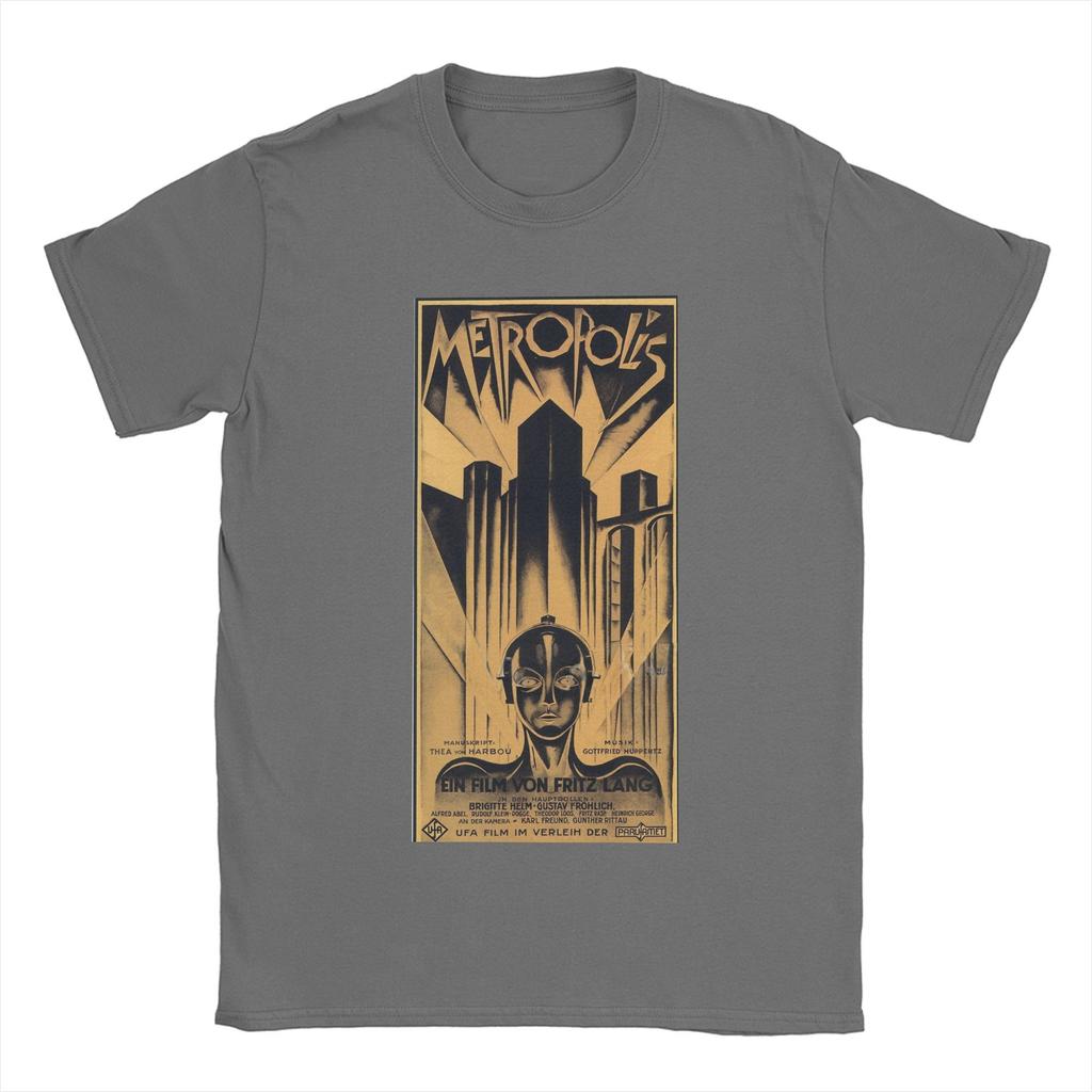 Neuheit Metropolis Fritz Lang Film T-Shirt für Herren O-Ausschnitt Baumwoll-T-Shirts Kurzarm-Tees Sommer-Tops