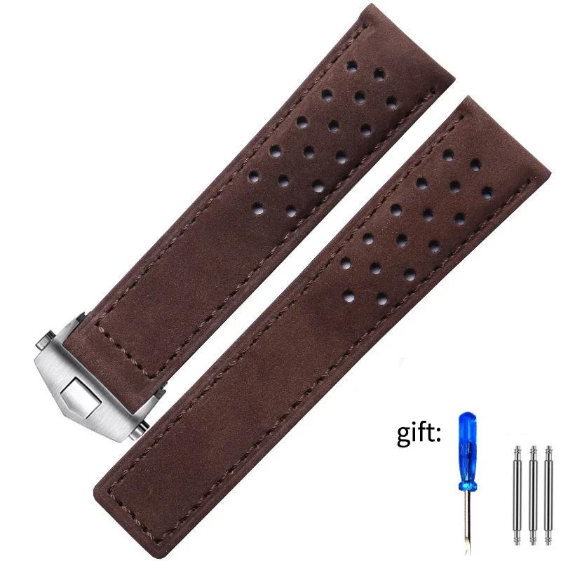 

Genuine leather watchband for For TAG Heuer men s watch strap with folding buckle 20mm 22mm 24mm Gray Black Brown cow leathr 20mm
