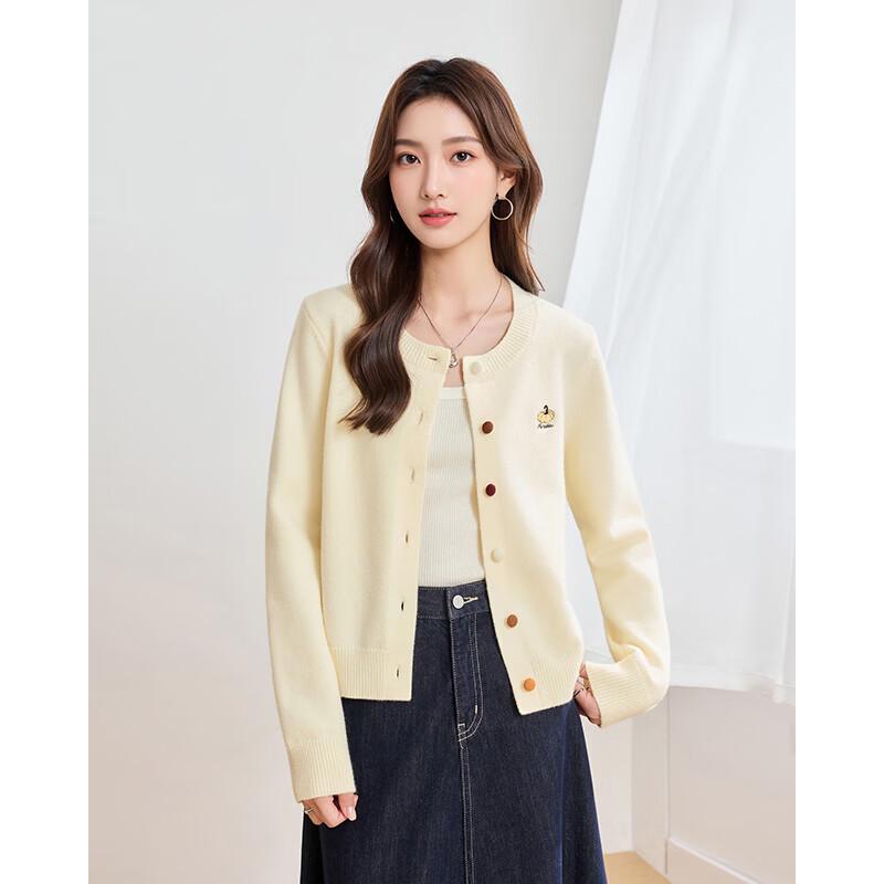 IEF Women's Round Neck Button-Front Knitted Cardigan