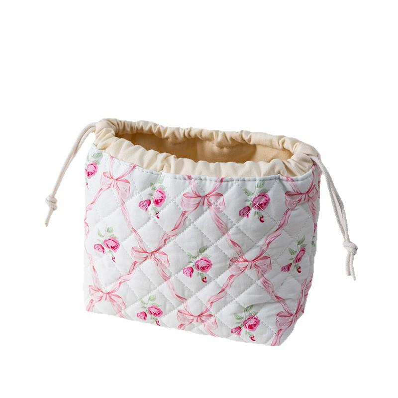 Premium Quilted Travel Storage Pouch: Large Capacity, Cute Drawstring Design